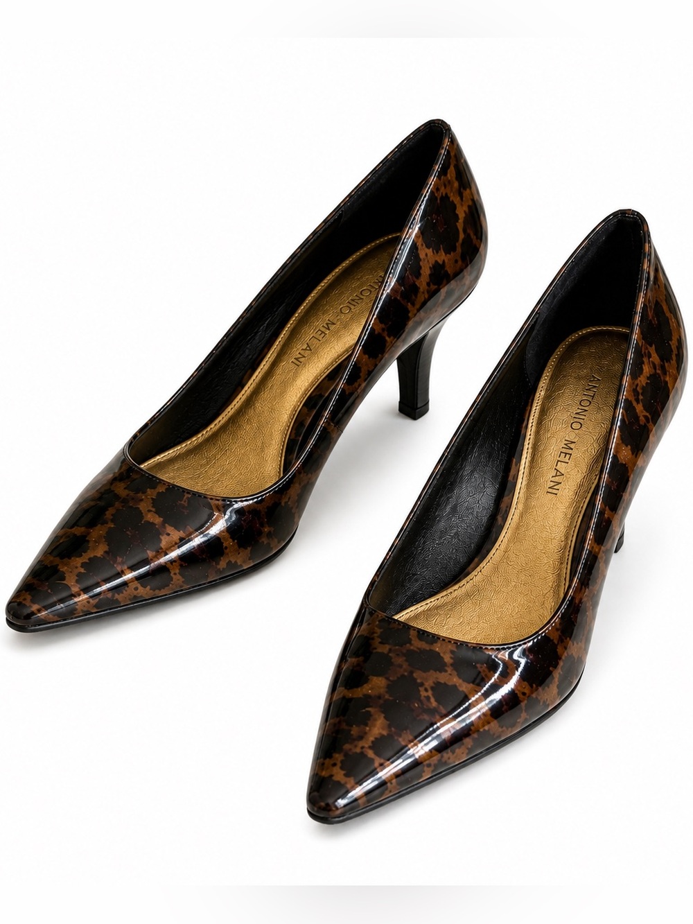 Antonio Melani Leopard Patent Leather Pumps Heels Size 7